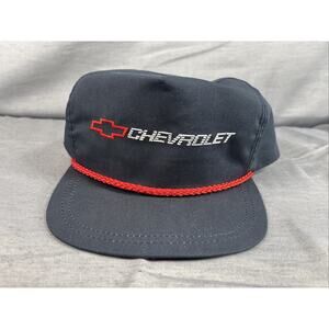 Vintage Black Chevrolet Red Rope Adjustable Snapback Hat